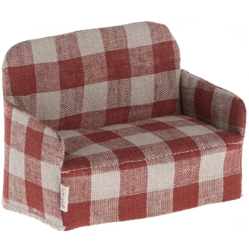 Maileg Poppenhuisbank Rood Geruit - 11 Cm 1 Maileg Poppenhuisbank Rood Geruit - 11 Cm