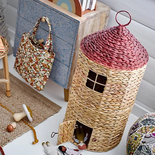 Bloomingville Opbergmand En Poppenhuis Linas - 70 Cm 2 Bloomingville Opbergmand En Poppenhuis Linas - 70 Cm - Afbeelding 2