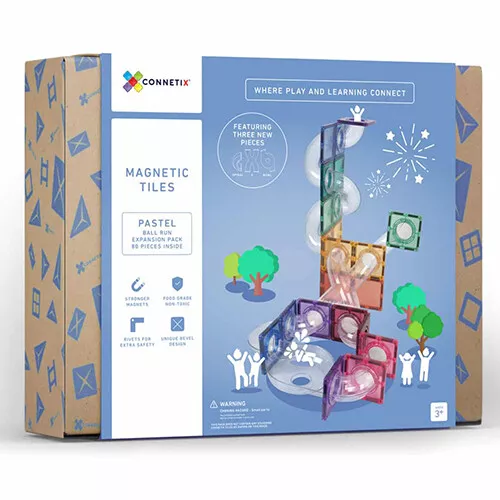 Connetix Magnetische Tegels Knikkerbaan - Pastel - 80st 1 Connetix Magnetische Tegels Knikkerbaan - Pastel - 80st