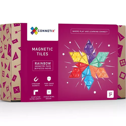 Connetix Magnetische Tegels Rainbow - Geometry - 30st 1 Connetix Magnetische Tegels Rainbow - Geometry - 30st