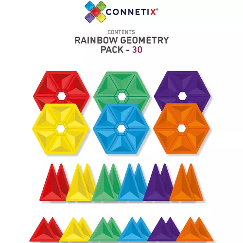 Connetix Magnetische Tegels Rainbow - Geometry - 30st 2 Connetix Magnetische Tegels Rainbow - Geometry - 30st - Afbeelding 2