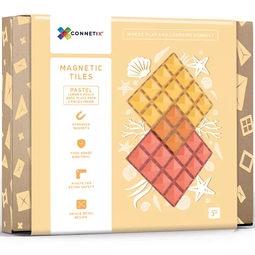 Connetix Uitbreidingsset Bodemplaten - Lemon-peach - 2st 1 Connetix Uitbreidingsset Bodemplaten - Lemon-peach - 2st