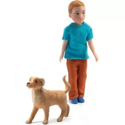 DJECO Speelgoed Djeco Poppenhuis Jongen Xavier Met Hond - 11 Cm