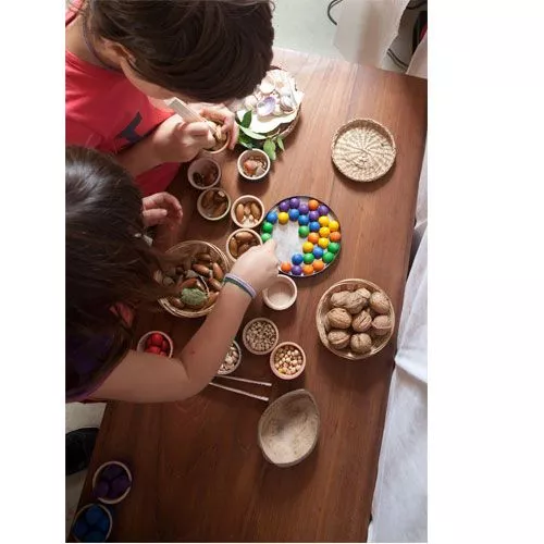 Grapat 6 Houten Bakjes Met 36 Knikkers En Tang 2 Grapat 6 Houten Bakjes Met 36 Knikkers En Tang - Afbeelding 2