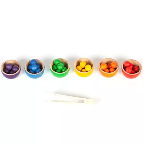 Grapat 6 Houten Bakjes Met 36 Knikkers En Tang 1 Grapat 6 Houten Bakjes Met 36 Knikkers En Tang