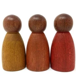Grapat Houten Nins® Poppetjes Warme Kleuren - Donker (3st)