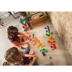 Grapat Houten Nins® Poppetjes Met Ringen En Schijfjes - Regenboog -speelgarages, auto's & voertuigen Winkel grapat houten nins ringen en munten 6 st 15 102