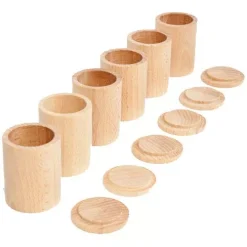 Grapat Houten Potjes Met Deksel Naturel - (6 St)