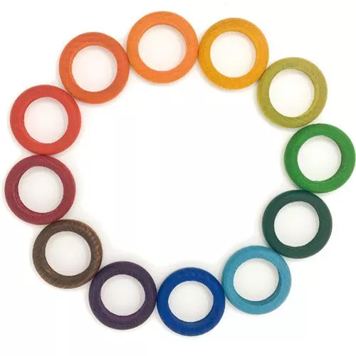 Grapat Ringen Regenboog 4,5 Cm - 12 Kleuren (12st) 1 Grapat Ringen Regenboog 4,5 Cm - 12 Kleuren (12st)