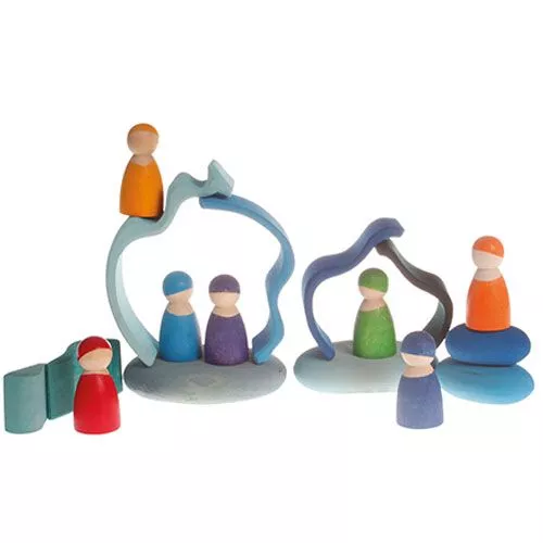 Grimm's Stapelset Kiezelstenen - Blauw 2 Grimm's Stapelset Kiezelstenen - Blauw - Afbeelding 2