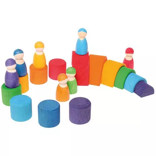 Grimm's Houten Regenboog Vrienden In Kom - 7 St 3 Grimm's Houten Regenboog Vrienden In Kom - 7 St - Afbeelding 3