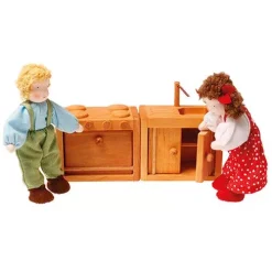 Grimm's Poppenhuispopje Meisje Donkerblond - 12,5 Cm -speelgarages, auto's & voertuigen Winkel grimm s poppenhuis jongen blond 1 1