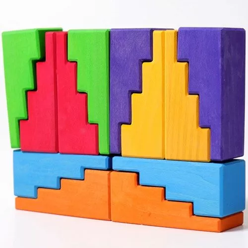 Grimm's Stapelblokken Trap - 12st - Regenboog 4 Grimm's Stapelblokken Trap - 12st - Regenboog - Afbeelding 4