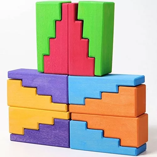 Grimm's Stapelblokken Trap - 12st - Regenboog 2 Grimm's Stapelblokken Trap - 12st - Regenboog - Afbeelding 2