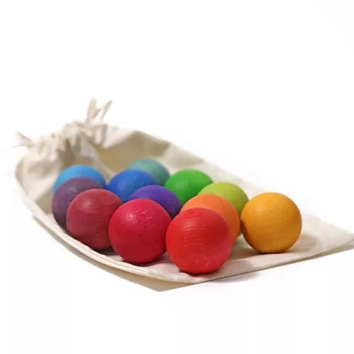 Grimm's Houten Ballen Regenboog - 12st 1 Grimm's Houten Ballen Regenboog - 12st