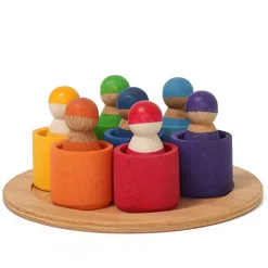 Grimm's Houten Regenboog Vrienden In Kom - 7 St