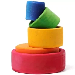 Grimm's Stapelbakjes Regenboog -speelgarages, auto's & voertuigen Winkel grimm s kommen regenboog6