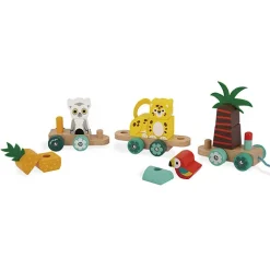 Janod Trekfiguur Dierentrein Tropik -speelgarages, auto's & voertuigen Winkel janod trekfiguur trein tropik 1