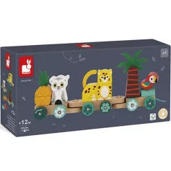 Janod Trekfiguur Dierentrein Tropik -speelgarages, auto's & voertuigen Winkel janod trekfiguur trein tropik 3