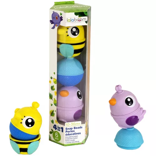 Lalaboom Klikkralen Vogel En Bij - Paars - 6st 1 Lalaboom Klikkralen Vogel En Bij - Paars - 6st