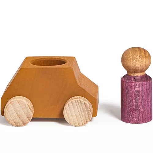 Lubulona Auto Met Poppetje - Okergeel 2 Lubulona Auto Met Poppetje - Okergeel - Afbeelding 2