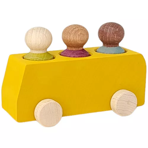 Lubulona Bus Met Poppetjes - Geel 1 Lubulona Bus Met Poppetjes - Geel