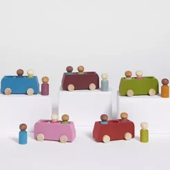 Lubulona Bus Met Poppetjes - Blauw -speelgarages, auto's & voertuigen Winkel lubulona five wooden buses gr 2 srgb 1 1