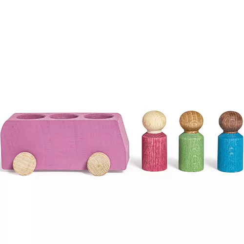 Lubulona Bus Met Poppetjes - Roze 2 Lubulona Bus Met Poppetjes - Roze - Afbeelding 2