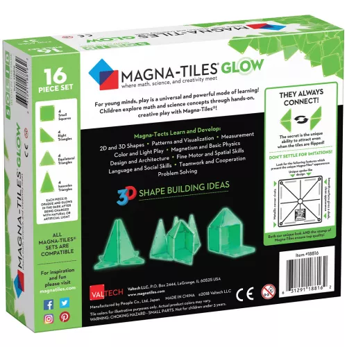 Magna-tiles Magnetische Tegels Glow In The Dark - 16st 6 Magna-tiles Magnetische Tegels Glow In The Dark - 16st - Afbeelding 6