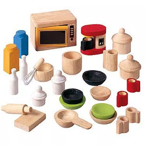 Plan Toys Poppenhuisset Servies En Keukenapparaten 1 Plan Toys Poppenhuisset Servies En Keukenapparaten